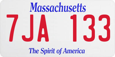 MA license plate 7JA133