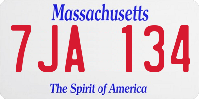MA license plate 7JA134