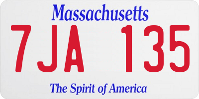 MA license plate 7JA135