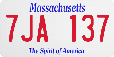 MA license plate 7JA137