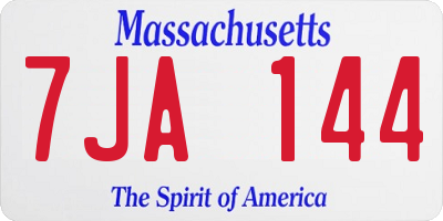 MA license plate 7JA144