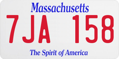 MA license plate 7JA158