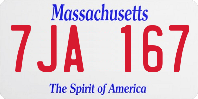 MA license plate 7JA167
