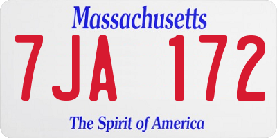 MA license plate 7JA172