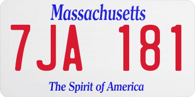 MA license plate 7JA181
