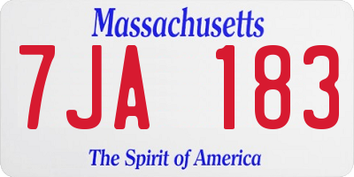 MA license plate 7JA183