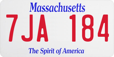 MA license plate 7JA184