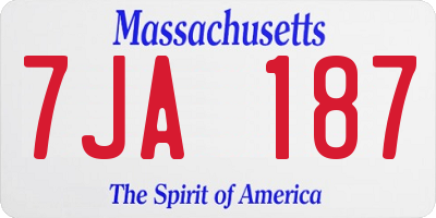MA license plate 7JA187