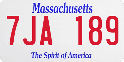 MA license plate 7JA189