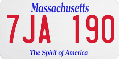 MA license plate 7JA190