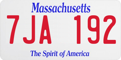 MA license plate 7JA192