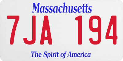 MA license plate 7JA194