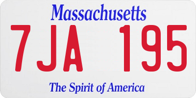 MA license plate 7JA195