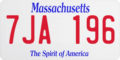 MA license plate 7JA196