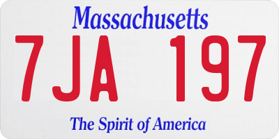 MA license plate 7JA197