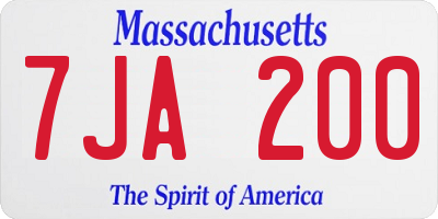 MA license plate 7JA200