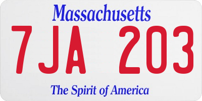 MA license plate 7JA203