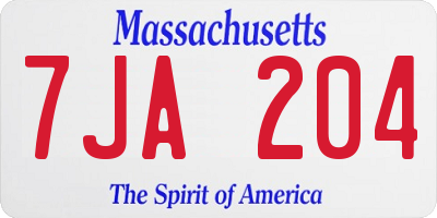MA license plate 7JA204