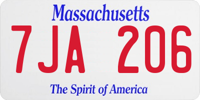 MA license plate 7JA206