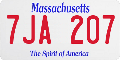 MA license plate 7JA207
