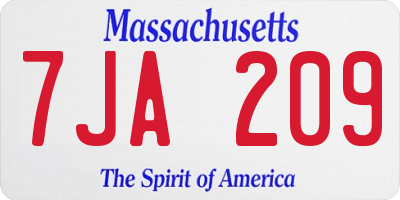 MA license plate 7JA209