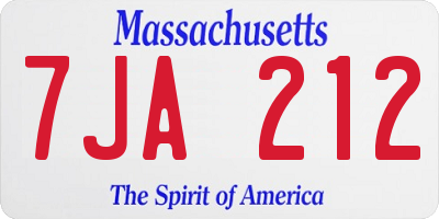 MA license plate 7JA212