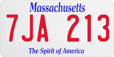 MA license plate 7JA213