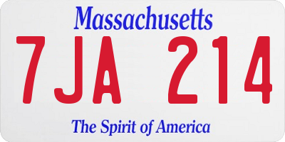 MA license plate 7JA214