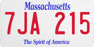 MA license plate 7JA215