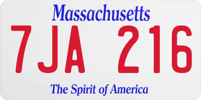 MA license plate 7JA216