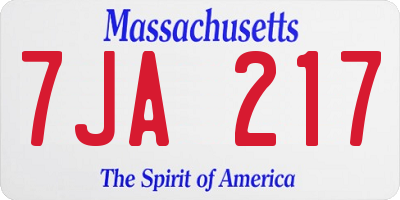 MA license plate 7JA217