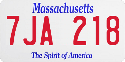 MA license plate 7JA218
