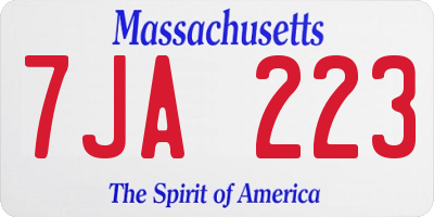 MA license plate 7JA223