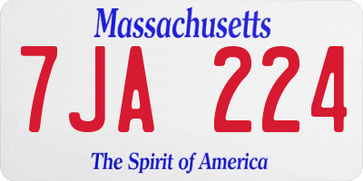 MA license plate 7JA224