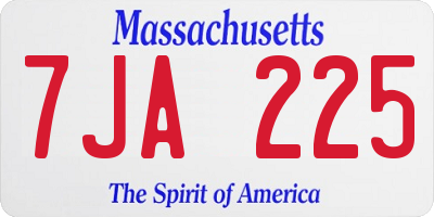 MA license plate 7JA225