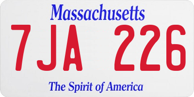 MA license plate 7JA226