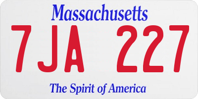 MA license plate 7JA227