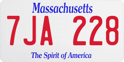 MA license plate 7JA228