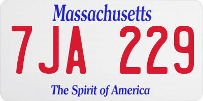 MA license plate 7JA229