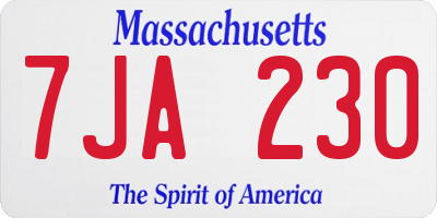 MA license plate 7JA230