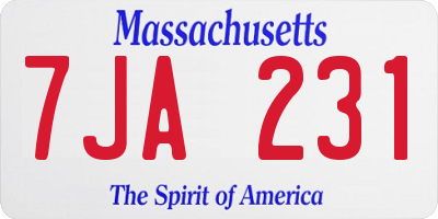 MA license plate 7JA231
