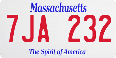 MA license plate 7JA232