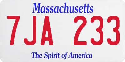 MA license plate 7JA233