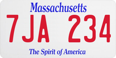 MA license plate 7JA234
