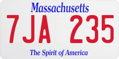 MA license plate 7JA235