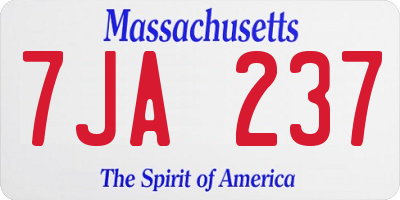MA license plate 7JA237