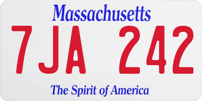 MA license plate 7JA242