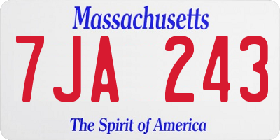 MA license plate 7JA243