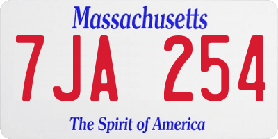 MA license plate 7JA254