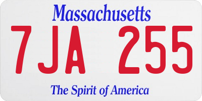 MA license plate 7JA255